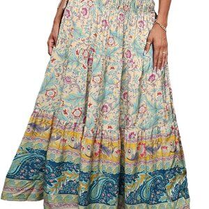 Summer Maxi Skirts for Women 2025 Fashion Boho Long Skirt Trendy Floral High Wai